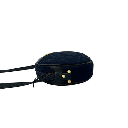 Dior Vintage Logo Trotter Canvas Leather Shoulder Bag Pochette Navy — view 5