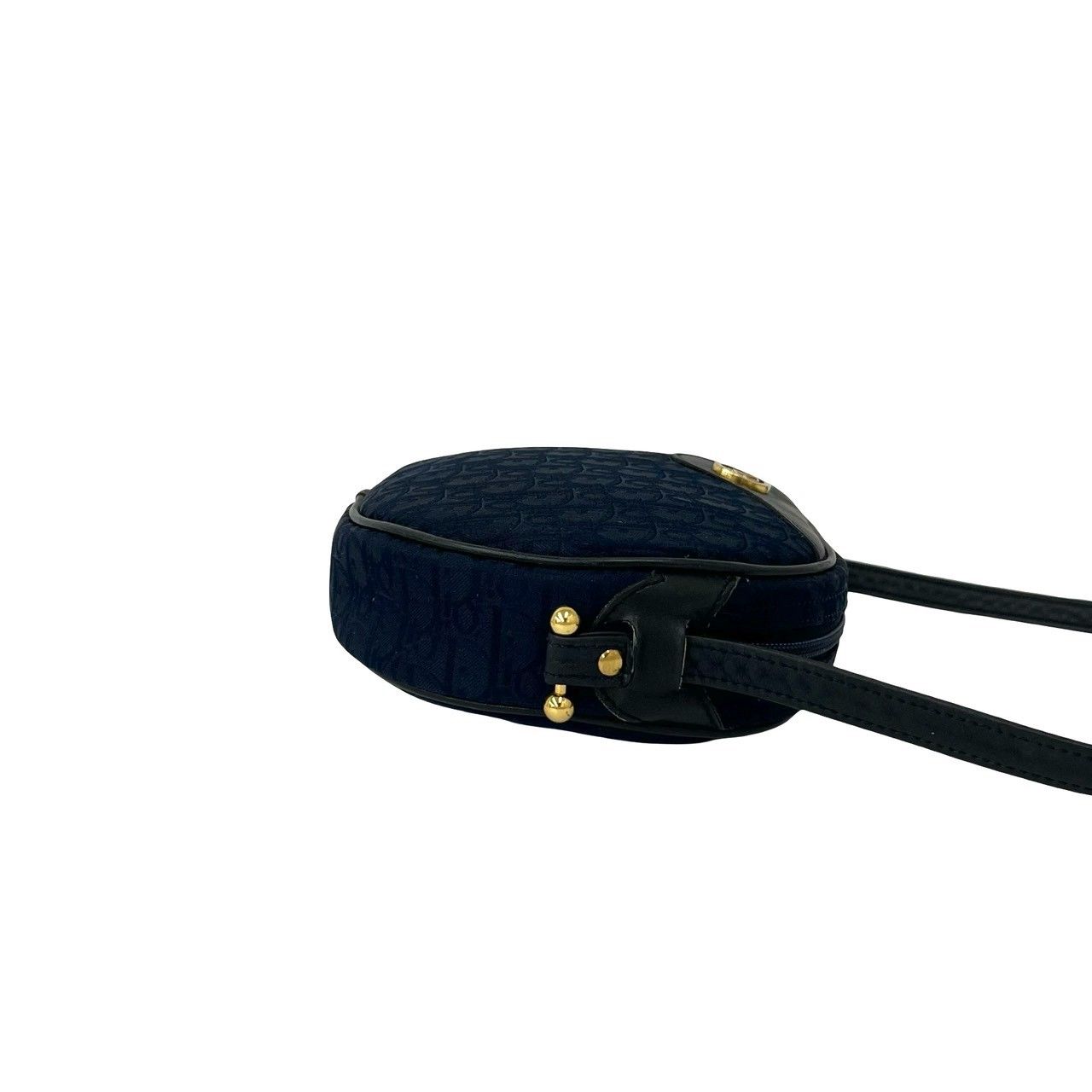 Dior Vintage Logo Trotter Canvas Leather Shoulder Bag Pochette Navy — view 6