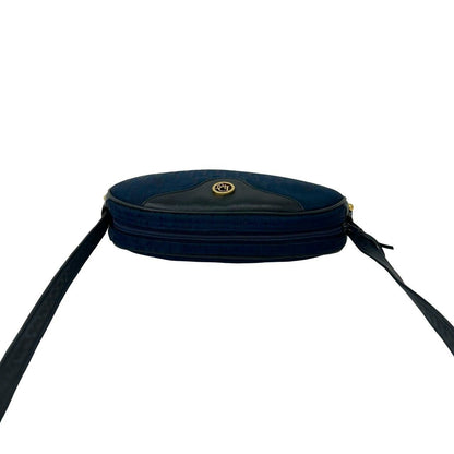 Dior Vintage Logo Trotter Canvas Leather Shoulder Bag Pochette Navy — view 4