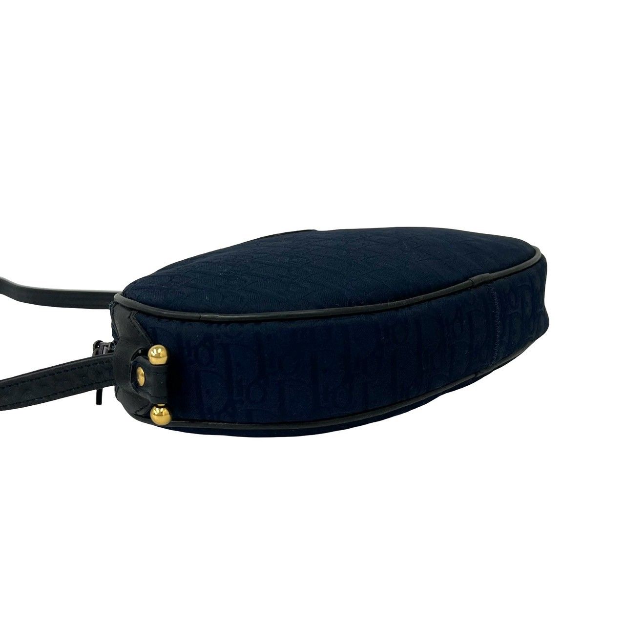 Dior Vintage Logo Trotter Canvas Leather Shoulder Bag Pochette Navy — view 7