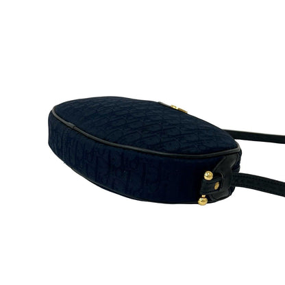 Dior Vintage Logo Trotter Canvas Leather Shoulder Bag Pochette Navy — view 8