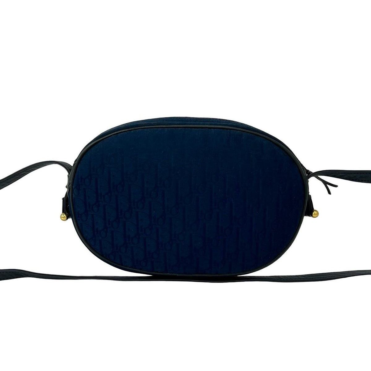 Dior Vintage Logo Trotter Canvas Leather Shoulder Bag Pochette Navy — view 3