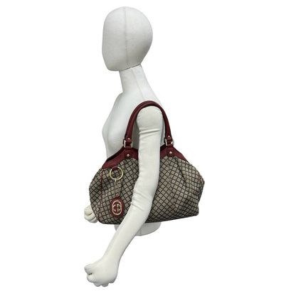 Gucci Sookie Diamante Canvas Leather Tote Shoulder Bag Beige — view 2