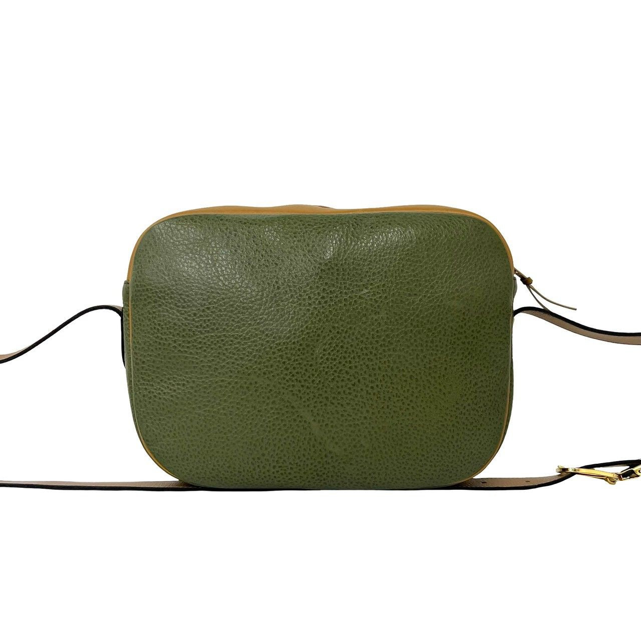 Dior Vintage CD Logo Leather Shoulder Bag Green Brown — view 3