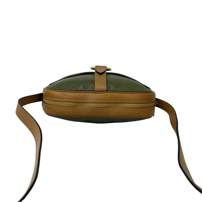Dior Vintage CD Logo Leather Shoulder Bag Green Brown — view 4