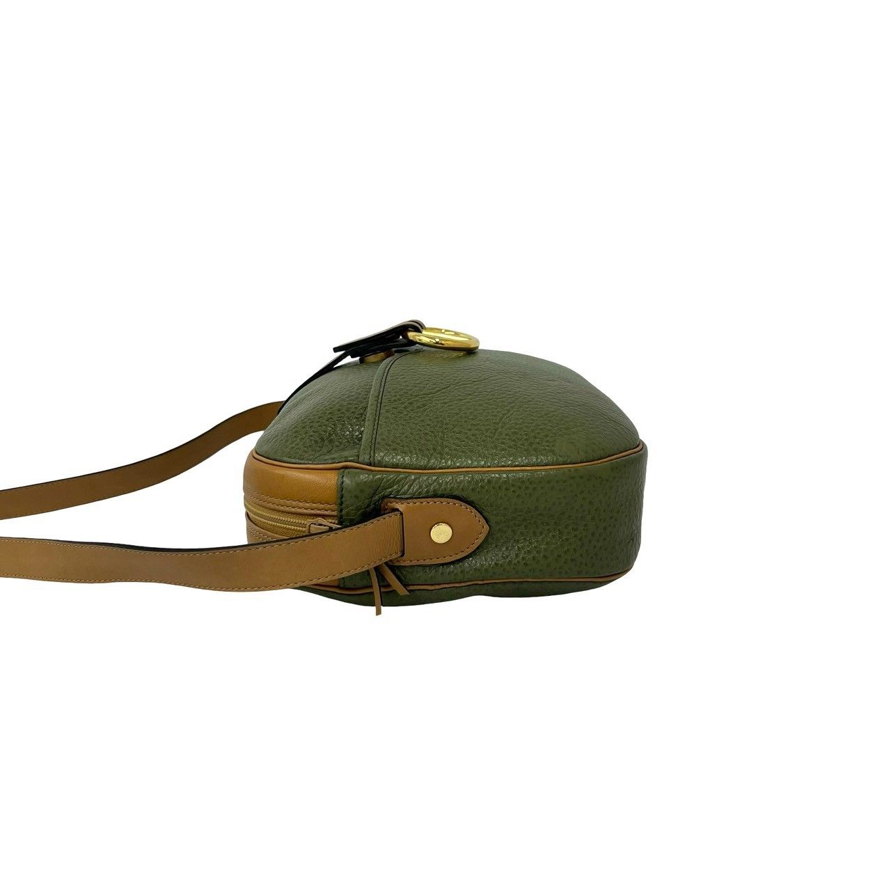 Dior Vintage CD Logo Leather Shoulder Bag Green Brown — view 5