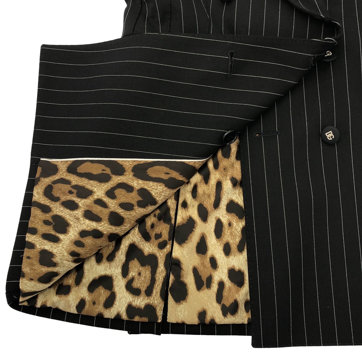 Dolce & Gabbana Leopard Liner Double Breasted Blazer Jacket Black 38 — view 6