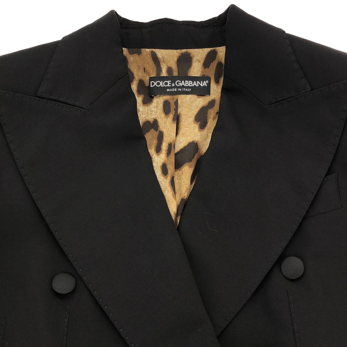 Dolce & Gabbana Leopard Liner Pinstripe Double Breasted Jacket Black 38 — view 4