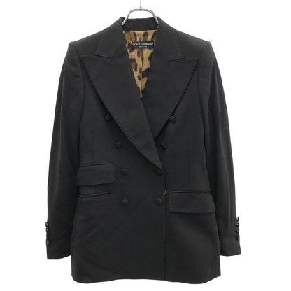 Dolce & Gabbana Leopard Liner Pinstripe Double Breasted Jacket Black 38
