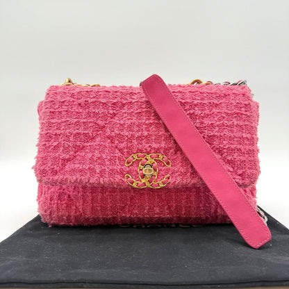 Chanel 19 Shoulder Bag Tweed CC Logo Turnlock