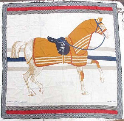 Hermes Carre 100 Horse Wear Scarf Shawl Cashmere Beige