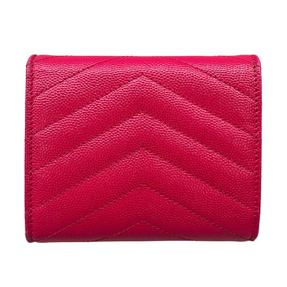 Saint Laurent Paris Trifold Wallet Pink Gold Leather — view 2