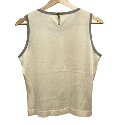Hermes Sleeveless Top M Ivory Light Gray Silk Knit — view 2