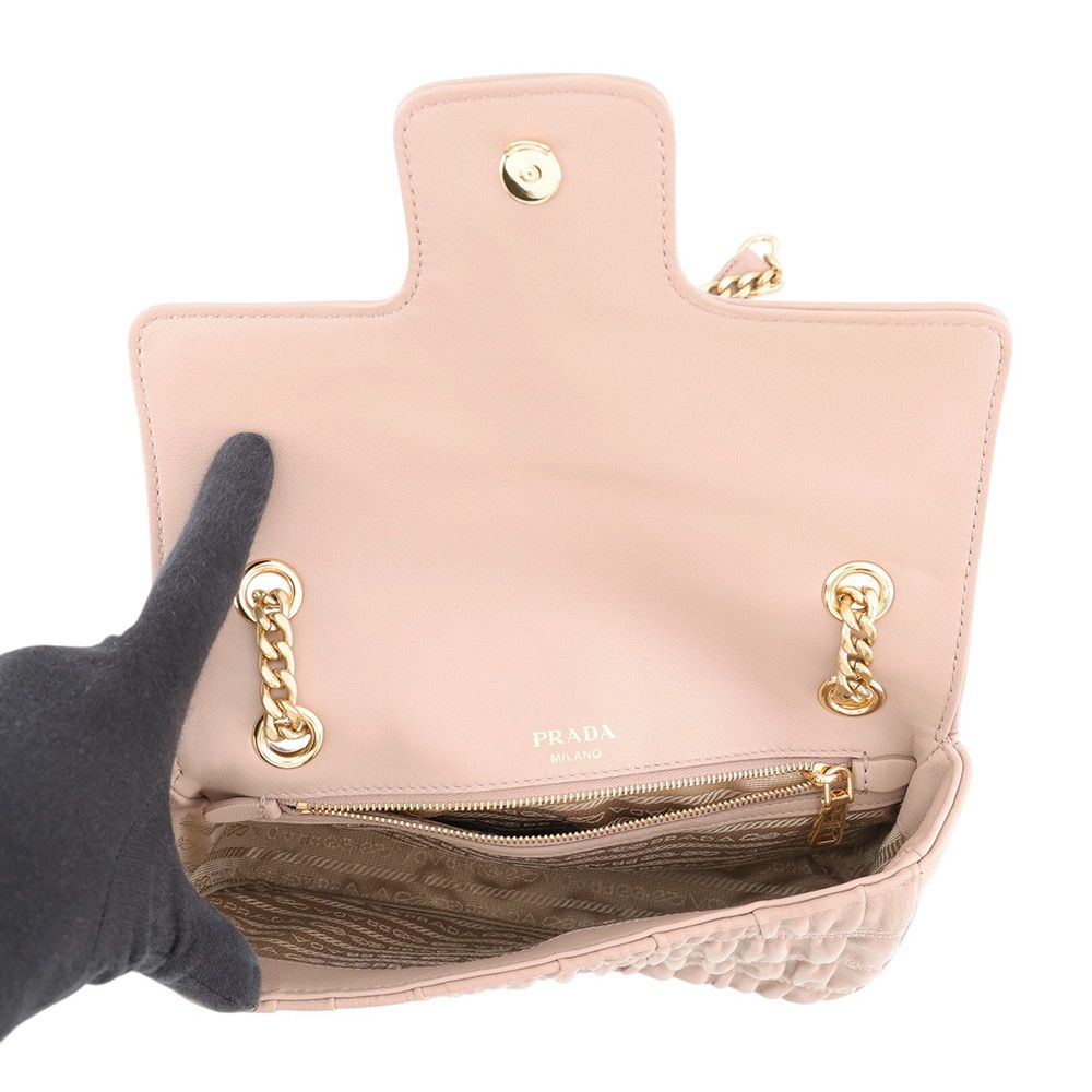 Prada Chain Shoulder Bag Gathered Nappa Leather — view 6