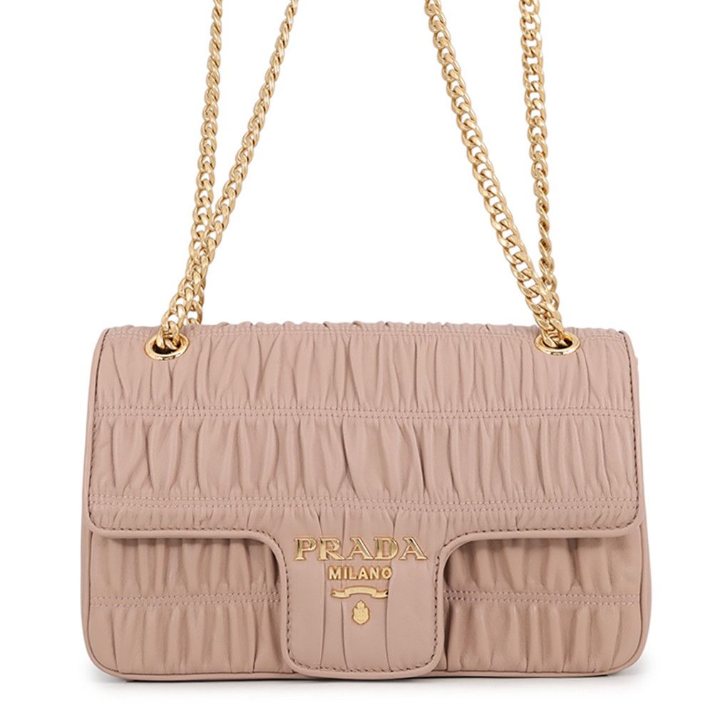 Prada Chain Shoulder Bag Gathered Nappa Leather