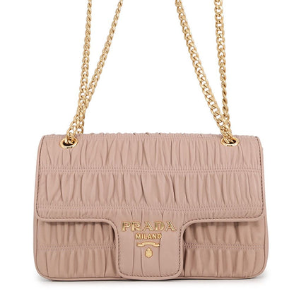 Prada Chain Shoulder Bag Gathered Nappa Leather