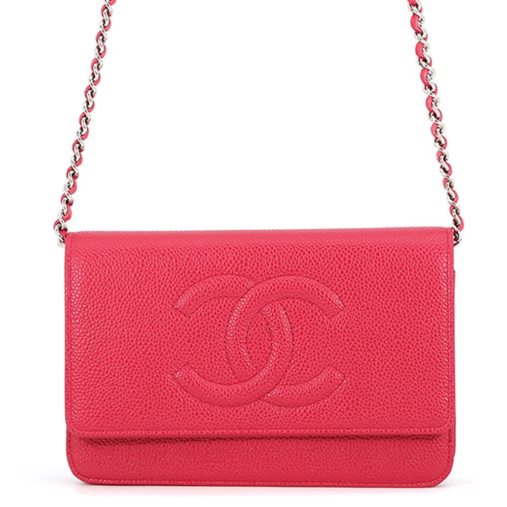 Chanel Chain Wallet CC Logo Caviar Leather Shoulder Bag