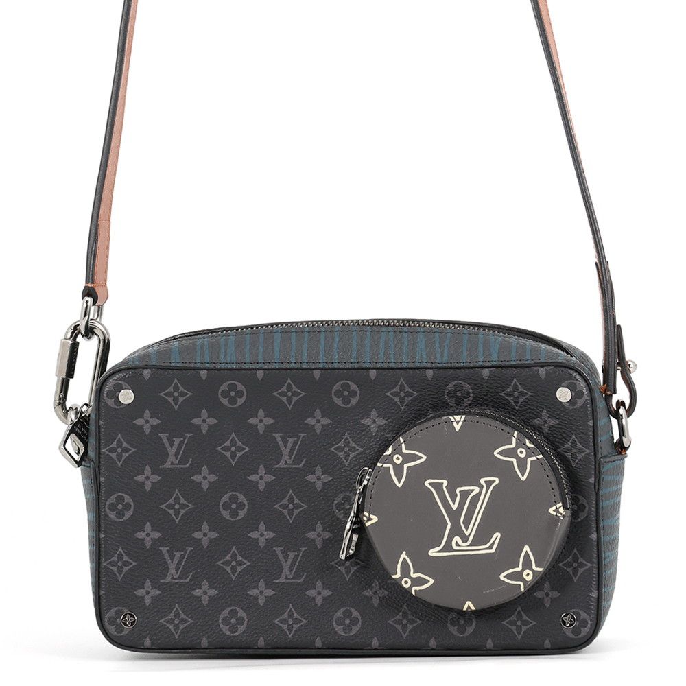 Louis Vuitton Shoulder Bag Monogram Eclipse Volga on Strap Black