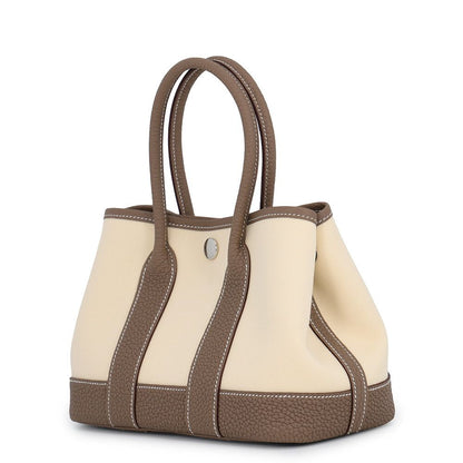 Hermes Tote Bag Neo Garden 23 Party Etoupe Vanilla Silver Toile Office Negonda — view 2