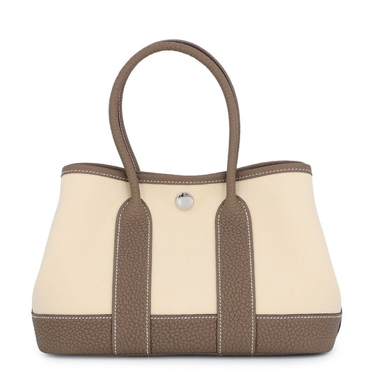 Hermes Tote Bag Neo Garden 23 Party Etoupe Vanilla Silver Toile Office Negonda