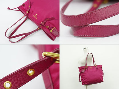 Prada Nylon Shoulder Bag Tote Pink — view 6