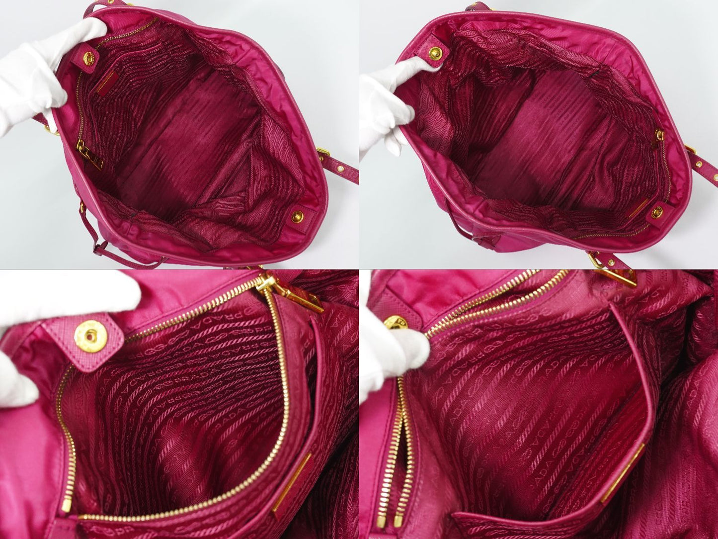 Prada Nylon Shoulder Bag Tote Pink — view 8
