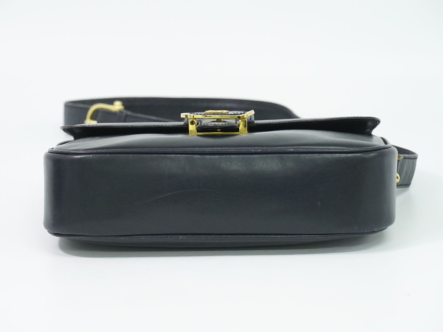 Celine Carriage Shoulder Bag Pochette Leather Navy — view 3
