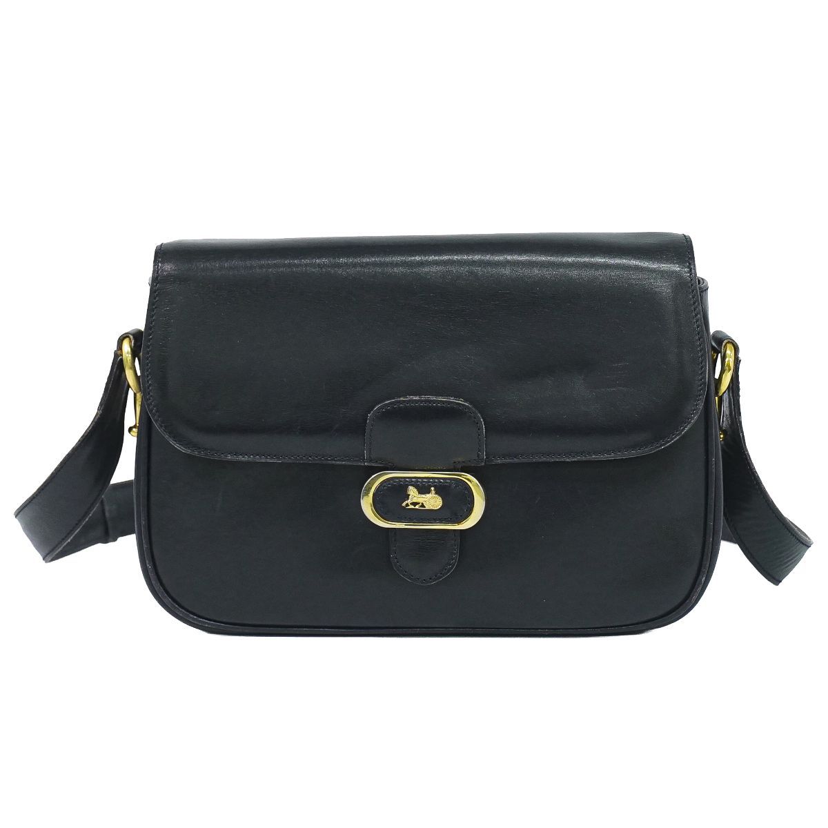 Celine Carriage Shoulder Bag Pochette Leather Navy
