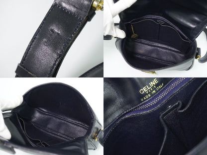Celine Carriage Shoulder Bag Pochette Leather Navy — view 8