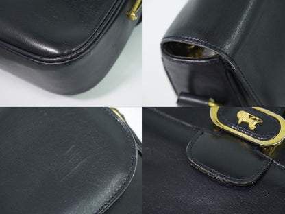 Celine Carriage Shoulder Bag Pochette Leather Navy — view 7