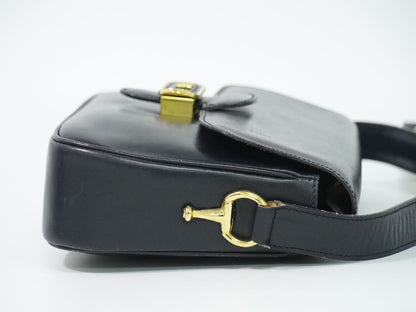 Celine Carriage Shoulder Bag Pochette Leather Navy — view 4