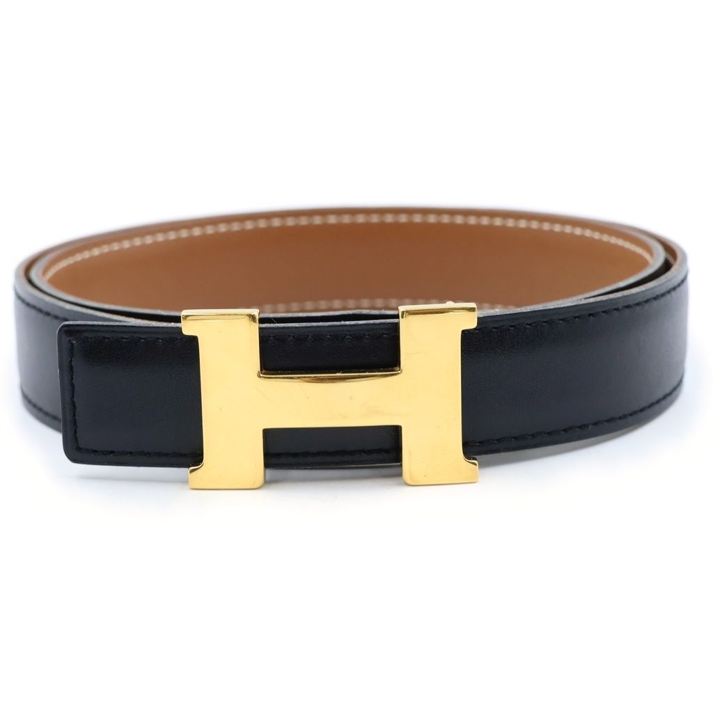 Hermes Constance Belt Box Calf Leather Gold Black