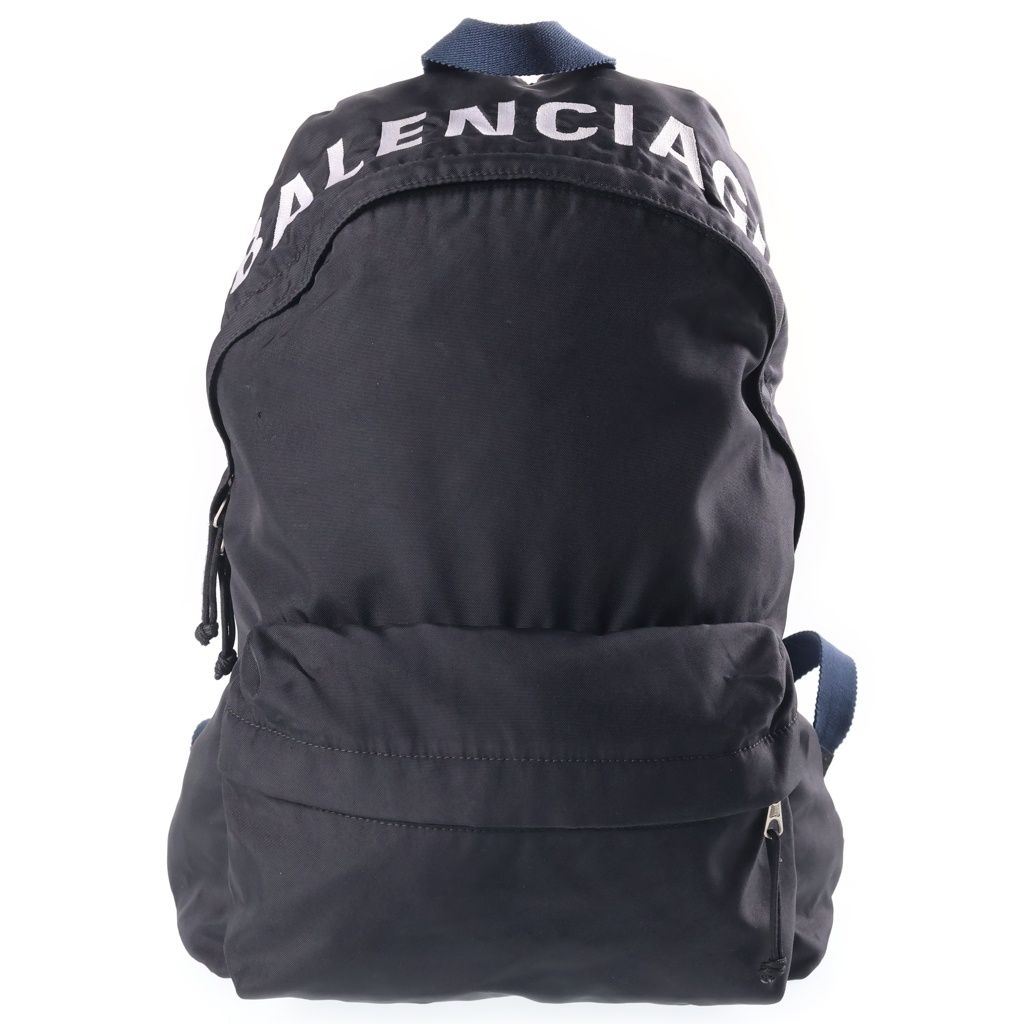 Balenciaga Logo Embroidery Nylon Backpack Black