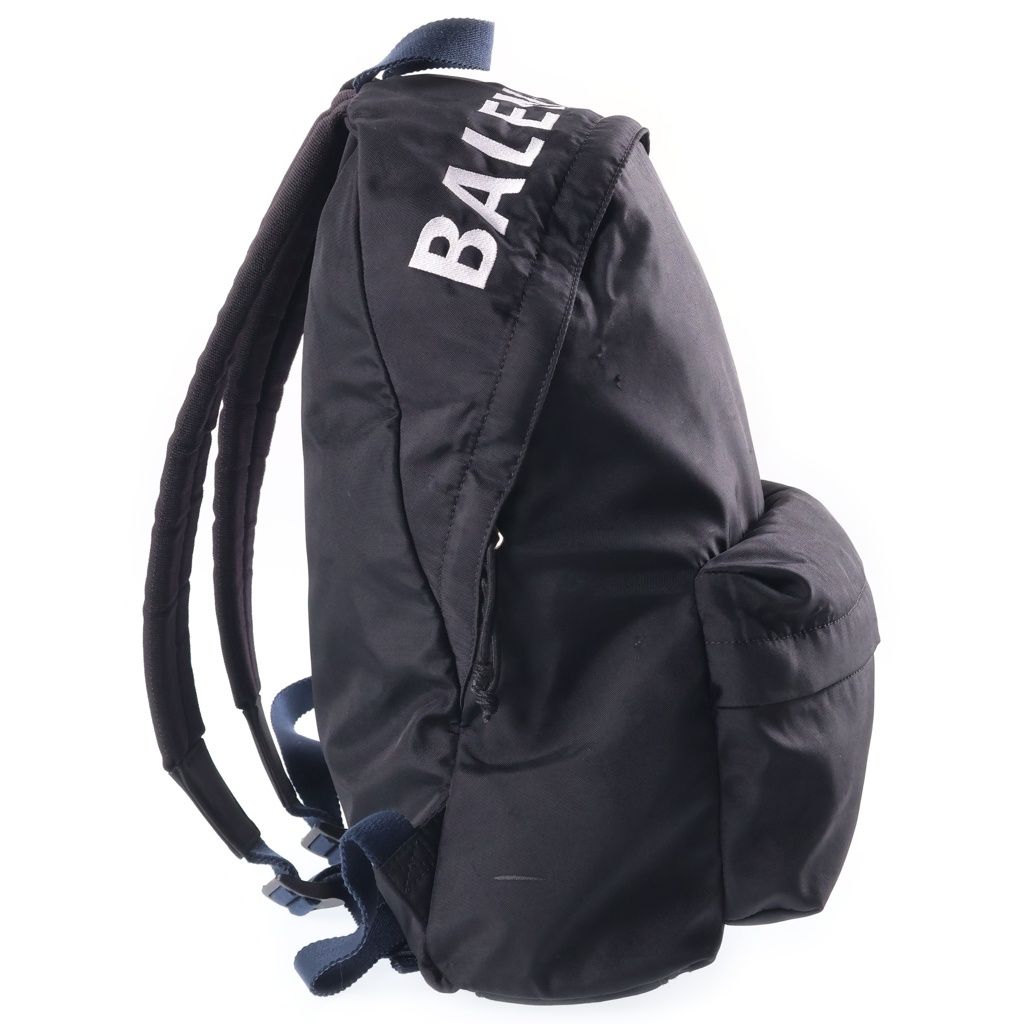Balenciaga Logo Embroidery Nylon Backpack Black — view 3