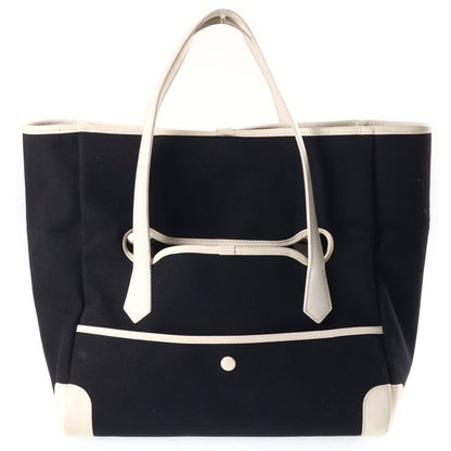 Hermes Pass Tote Bag White Black Toile Ash Leather — view 2