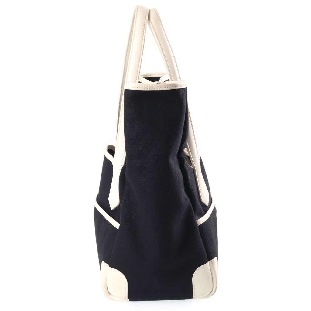 Hermes Pass Tote Bag White Black Toile Ash Leather — view 3