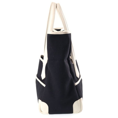 Hermes Pass Tote Bag White Black Toile Ash Leather — view 3