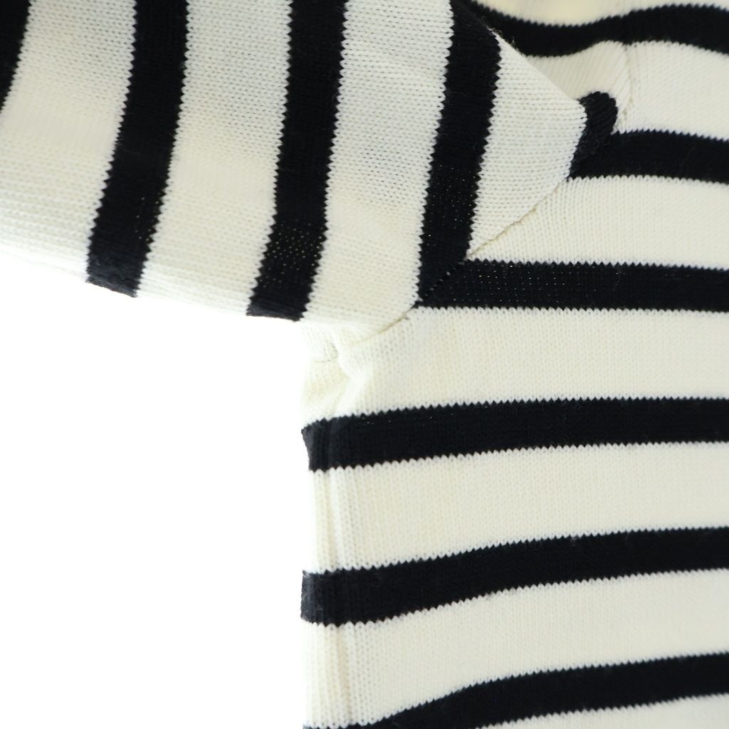 Celine Striped Triomphe Crew Neck Mariniere Wool Knit Sweater White Black — view 5