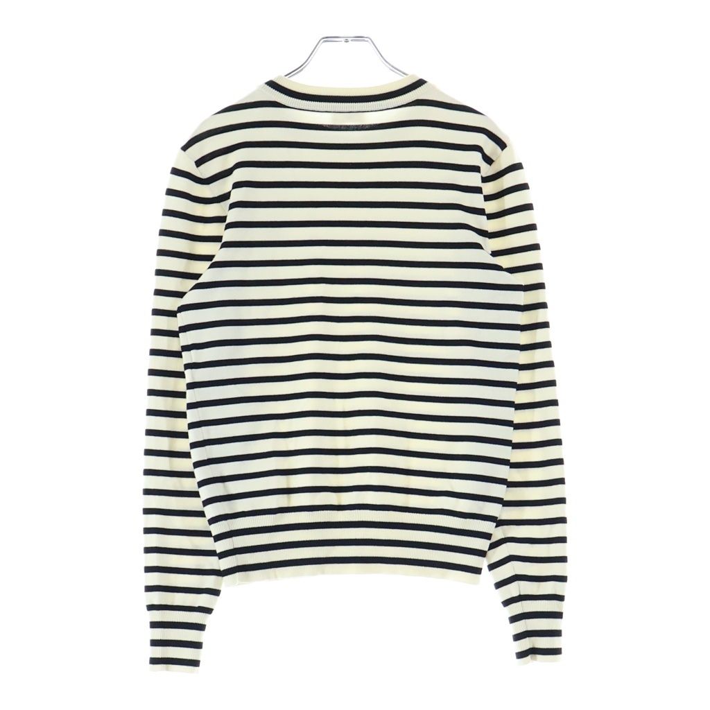 Celine Striped Triomphe Crew Neck Mariniere Wool Knit Sweater White Black — view 2