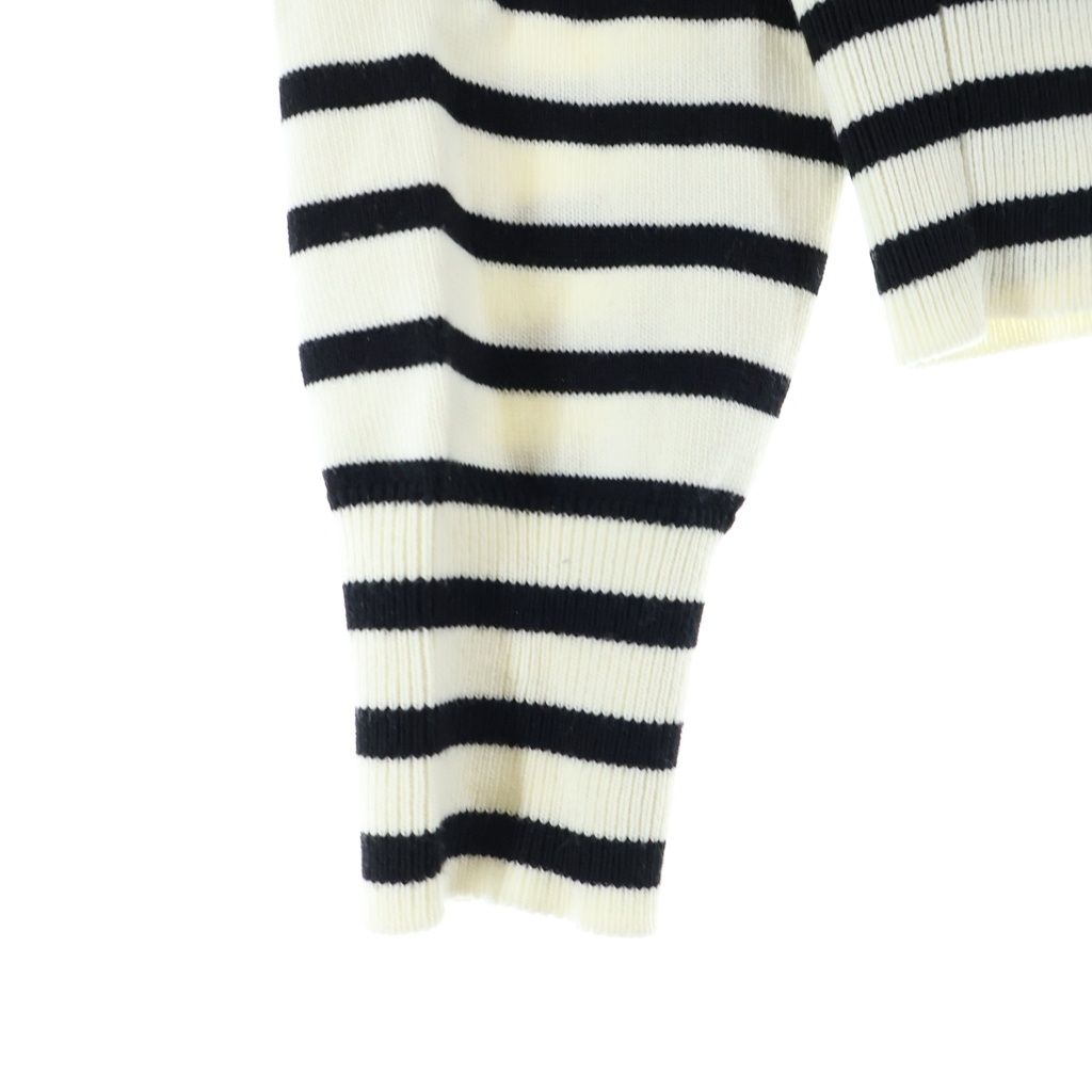 Celine Striped Triomphe Crew Neck Mariniere Wool Knit Sweater White Black — view 4