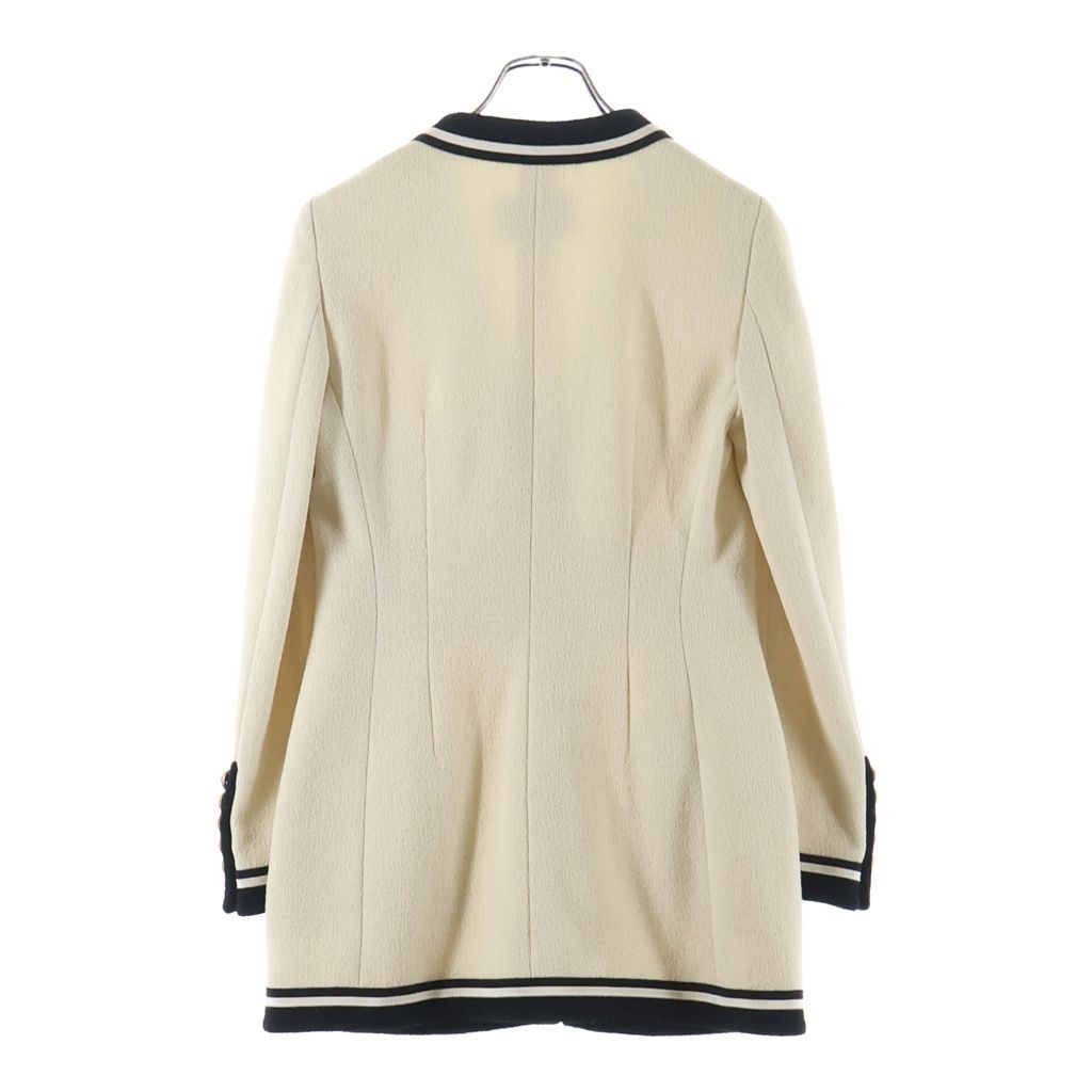 Gucci GG Button Collarless Jacket Ivory Black — view 2