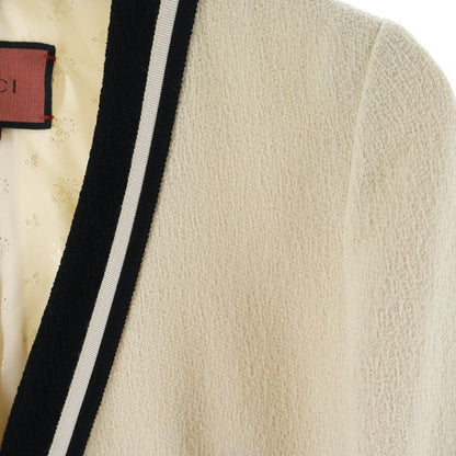 Gucci GG Button Collarless Jacket Ivory Black — view 5