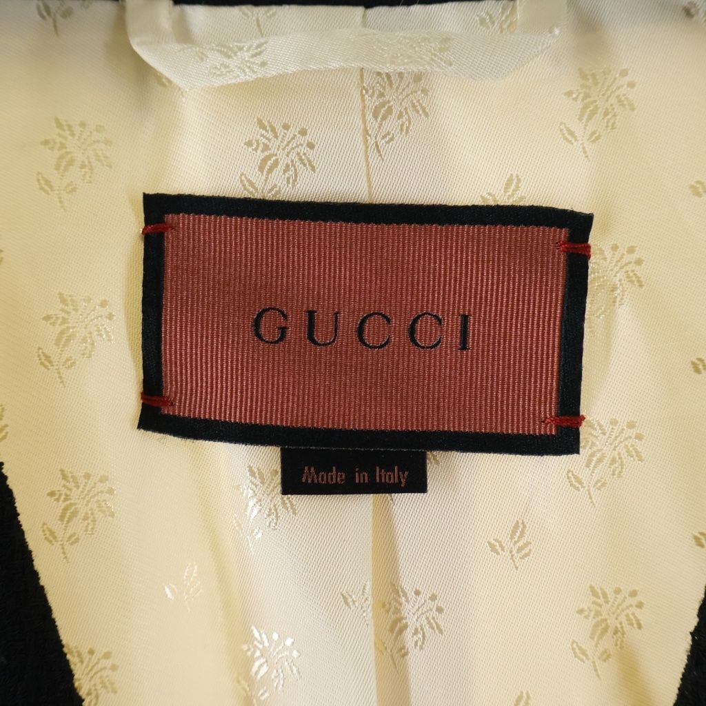 Gucci GG Button Collarless Jacket Ivory Black — view 7
