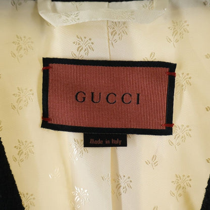 Gucci GG Button Collarless Jacket Ivory Black — view 7