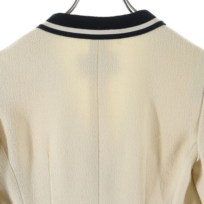Gucci GG Button Collarless Jacket Ivory Black — view 4