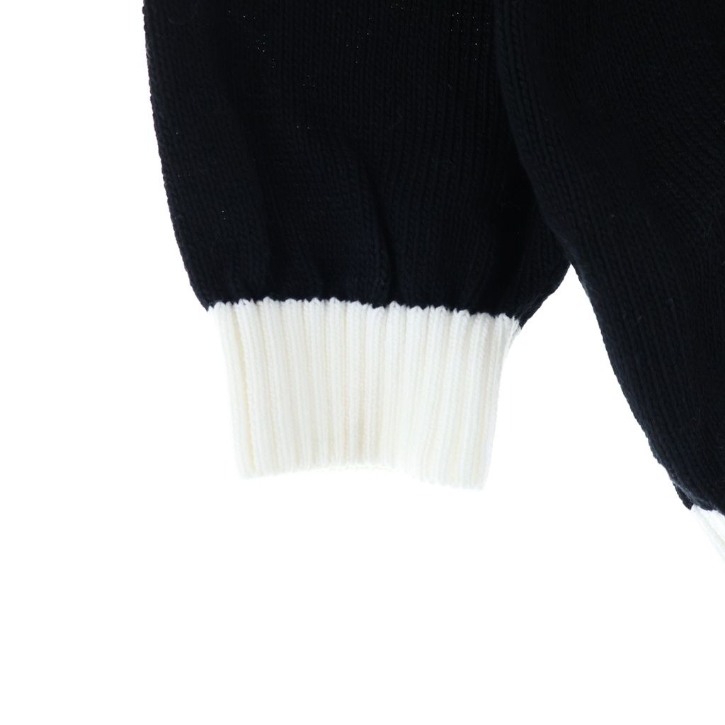 Prada Cropped Plain Knit Cardigan Cotton Black White — view 4