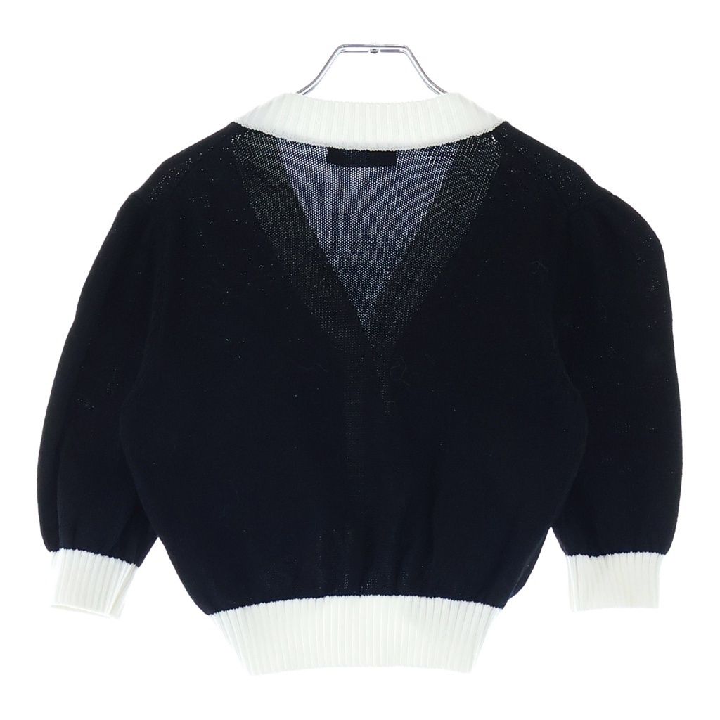 Prada Cropped Plain Knit Cardigan Cotton Black White — view 2