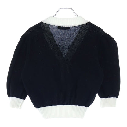 Prada Cropped Plain Knit Cardigan Cotton Black White — view 2
