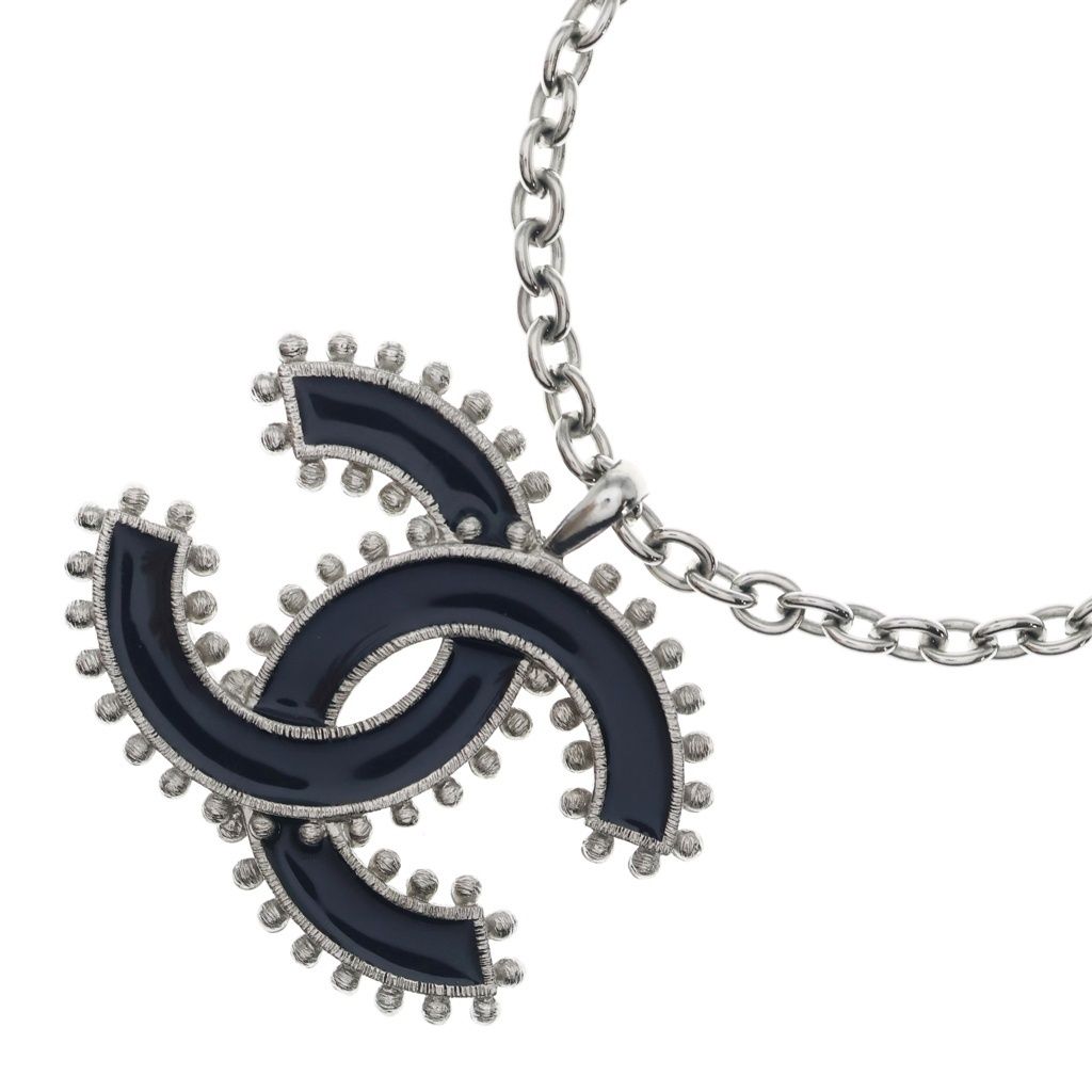 Chanel CC Logo Chain Necklace Silver