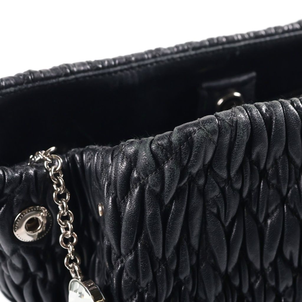 Miu Miu Nappa Crystal Matelasse 2-Way Shoulder Bag Leather Black — view 8